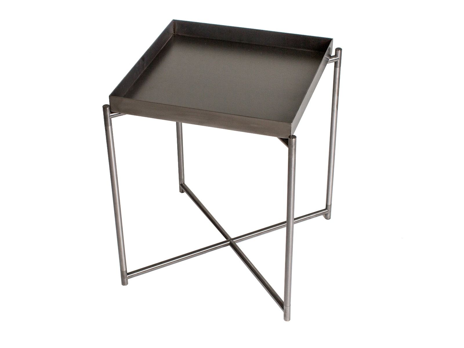 Iris Square Tray Top Side Table - Gun Metal Tray & Gun Metal Frame