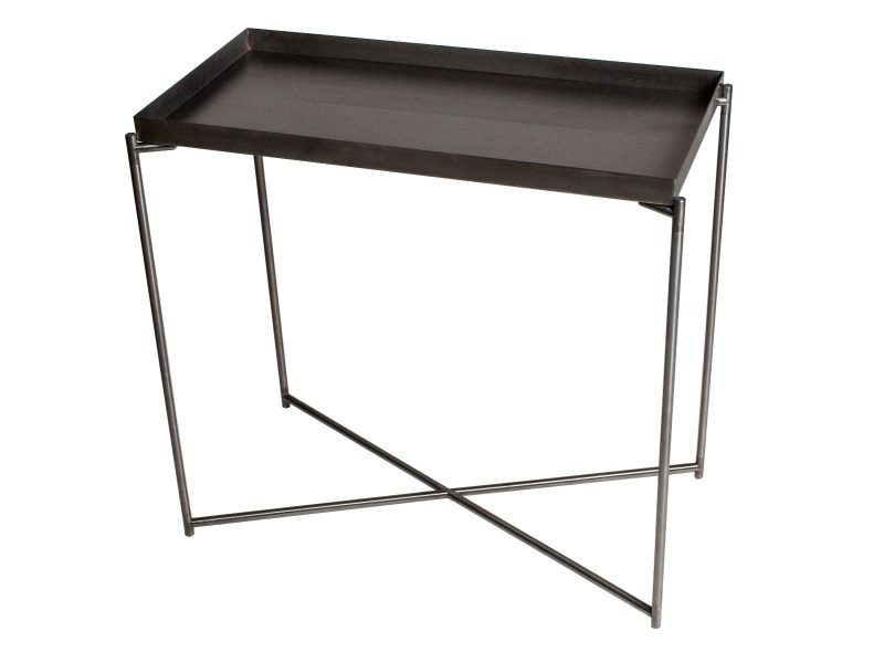 Iris Small Tray Top Console Table - Gun Metal Tray & Gun Metal Frame