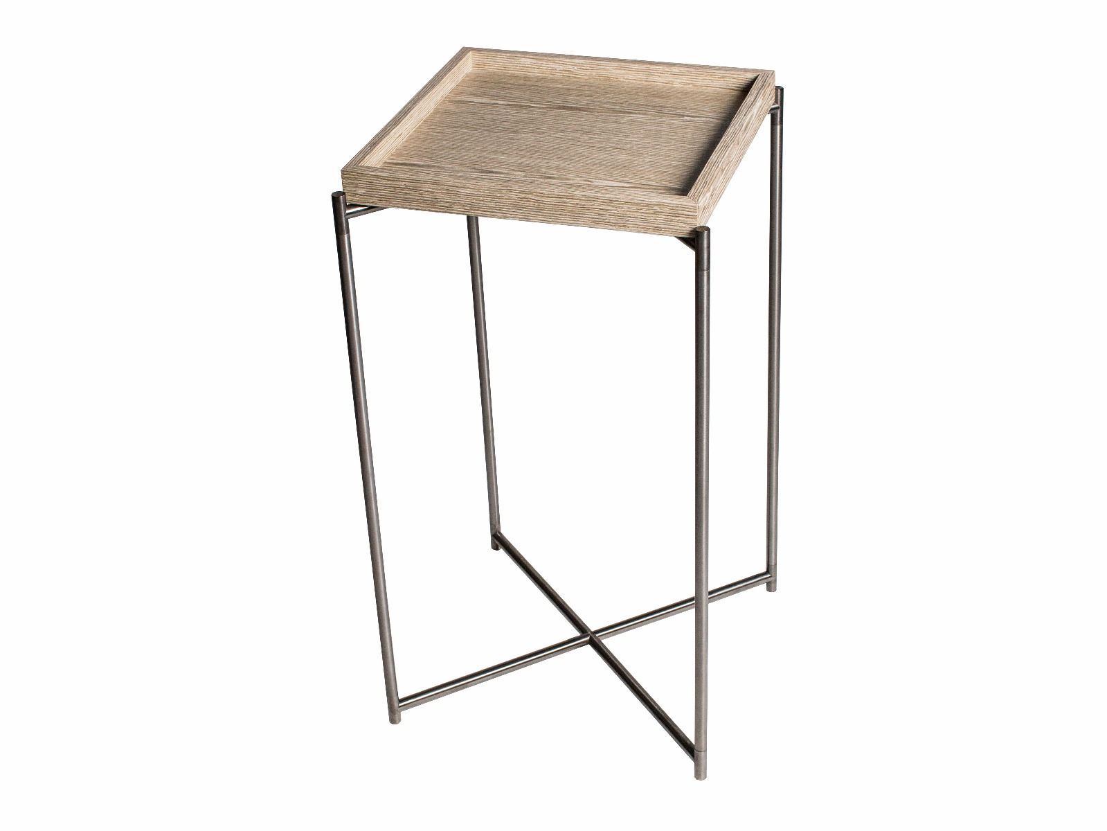 Iris Square Tray Top Plant Stand - Weathered Oak Tray & Gun Metal Frame