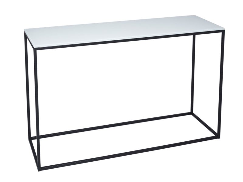 Kensal Console Table - White Glass With Black Base