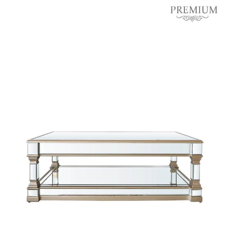 Apollo Champagne Mirrored Coffee Table - Luxury Living Room Centerpiece.