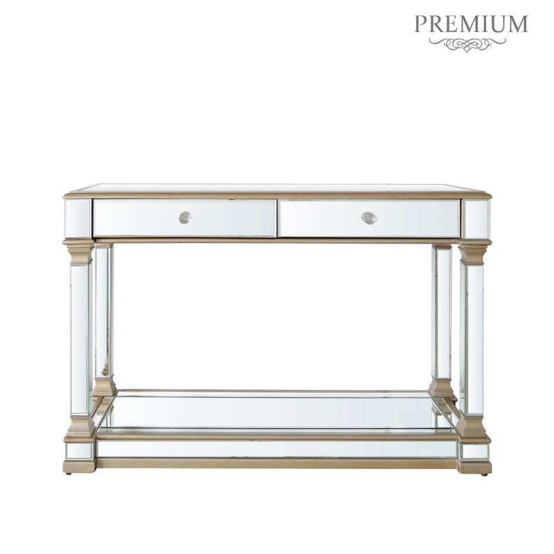 Apollo Champagne Mirrored Console Table - Sophisticated Entryway Decor