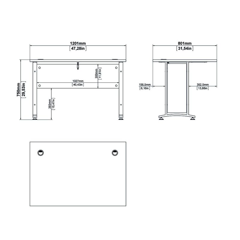 Prima Desk 120cm in Oak with White Legs - Image 4