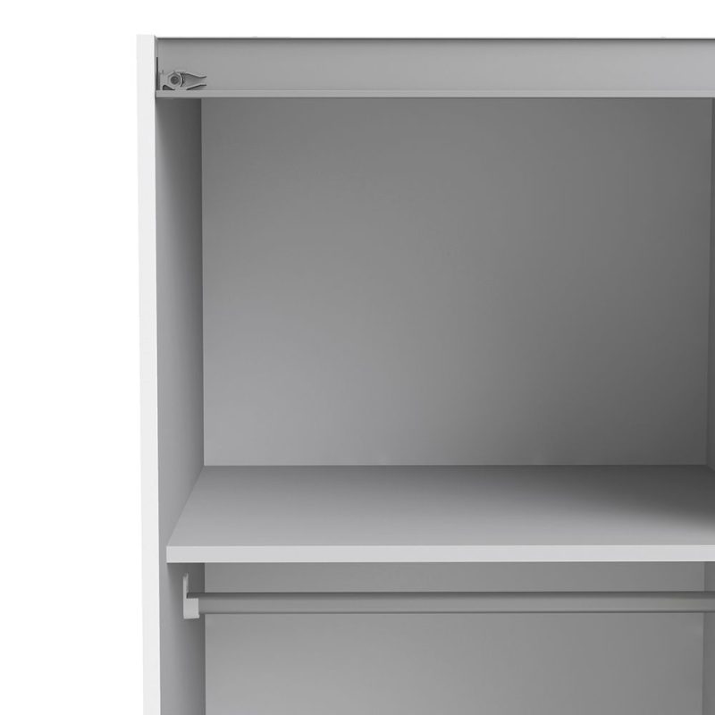 Verona Sliding Wardrobe 120cm in White with White Doors with 5 Shelves - Image 5