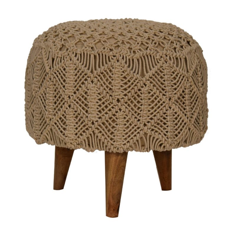 Crotchet Beige Footstool - Image 3