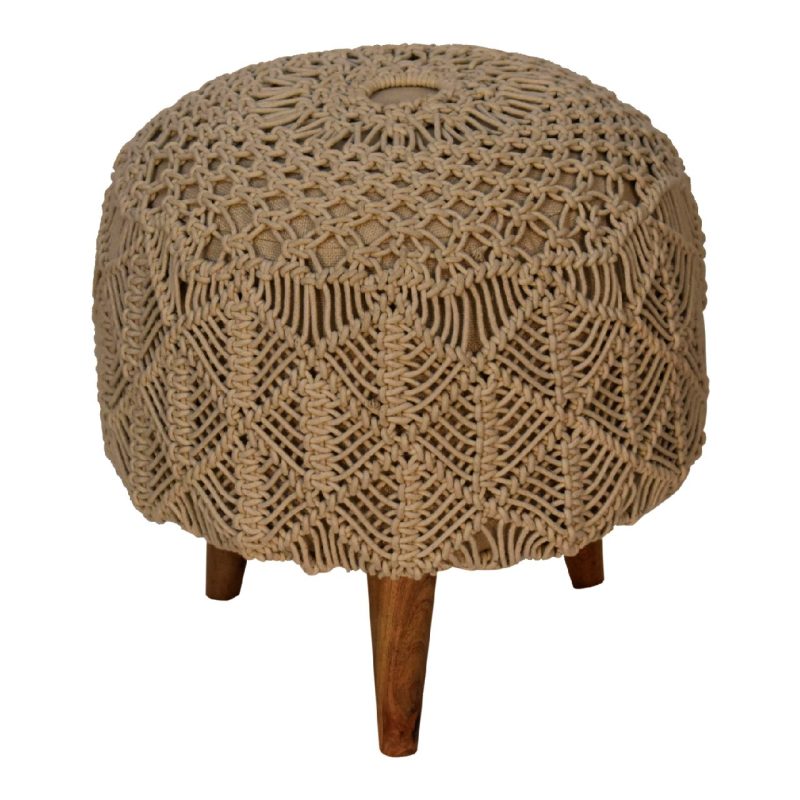 Crotchet Beige Footstool - Image 5