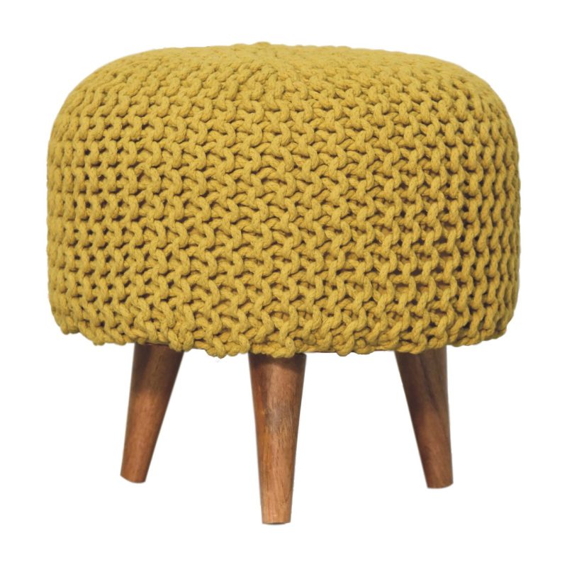 Keeva Mustard Round Footstool - Image 8