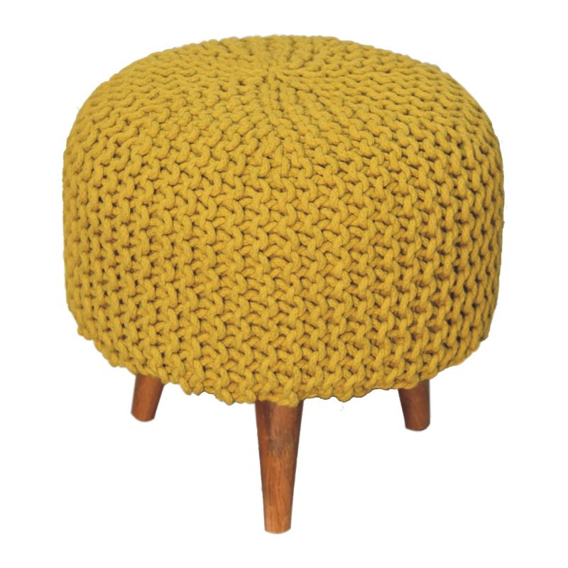 Keeva Mustard Round Footstool - Image 6