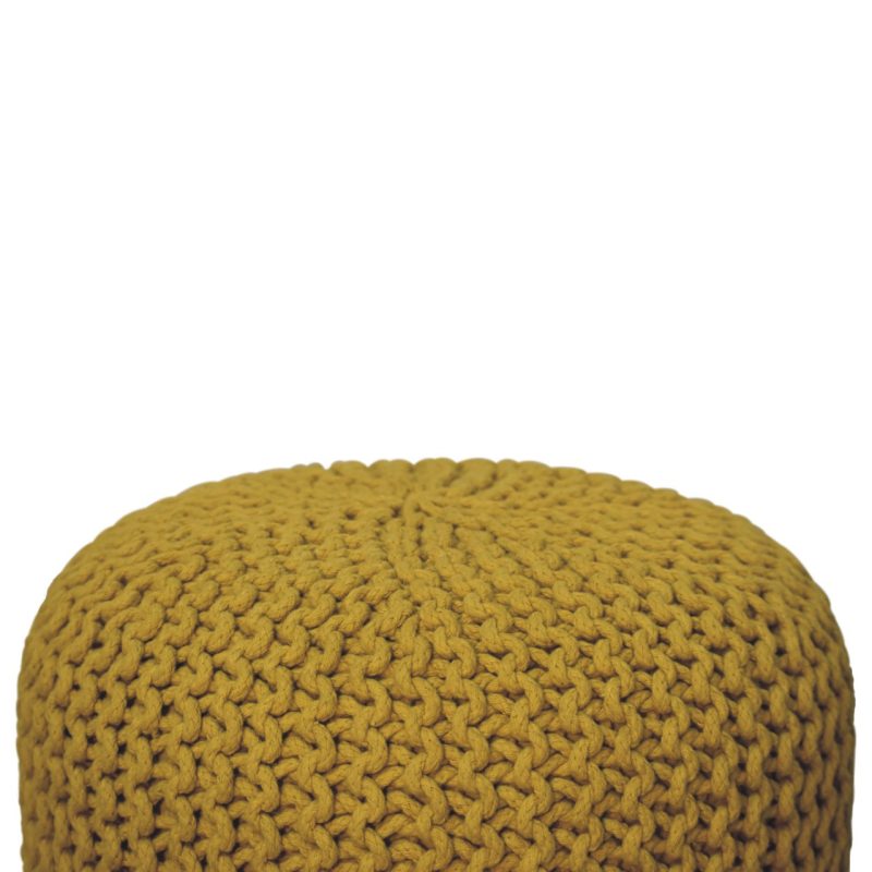 Keeva Mustard Round Footstool - Image 5