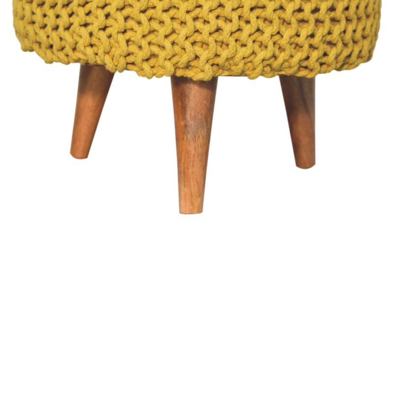 Keeva Mustard Round Footstool - Image 4