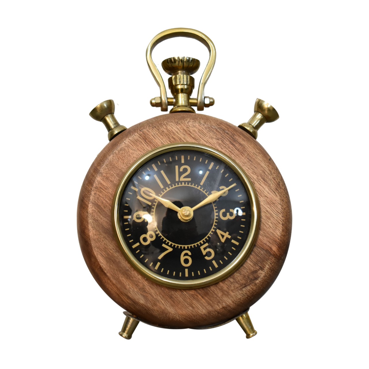 Round Wooden Clock With Black Face