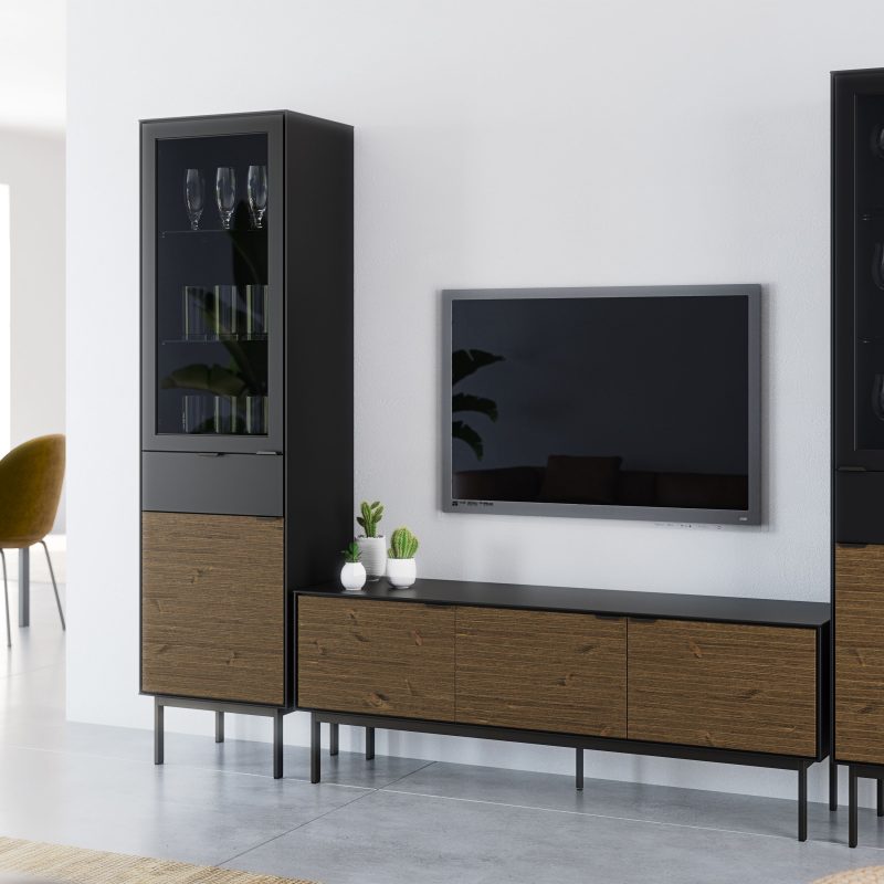 Soma TV Table 3 Doors in Granulated Black Brushed Espresso - Image 4