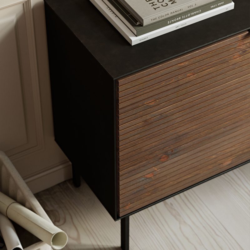 Soma TV Table 3 Doors in Granulated Black Brushed Espresso - Image 7