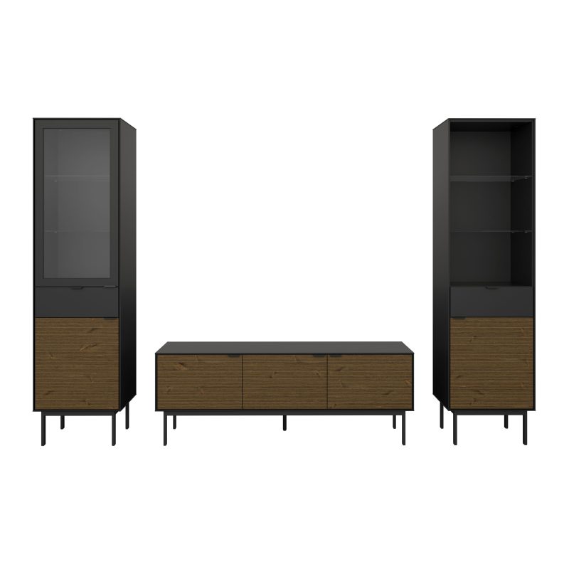 Soma TV Table 3 Doors in Granulated Black Brushed Espresso - Image 5