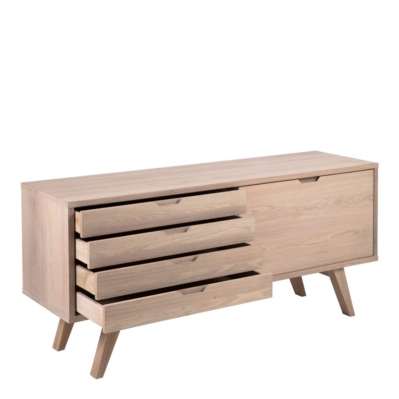 A-Line Sideboard with 4 Drawers and Sliding Door in White Oak - Image 4