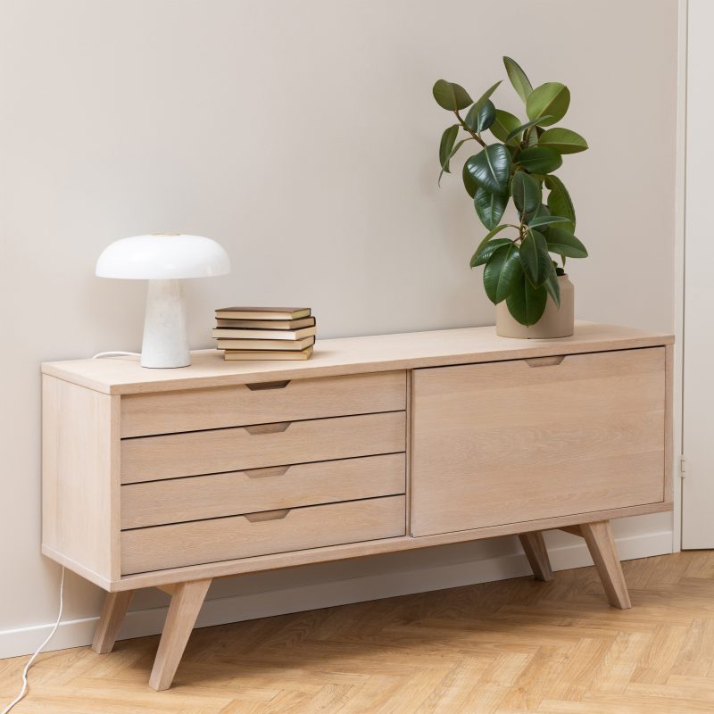 A-Line Sideboard with 4 Drawers and Sliding Door in White Oak - Image 7