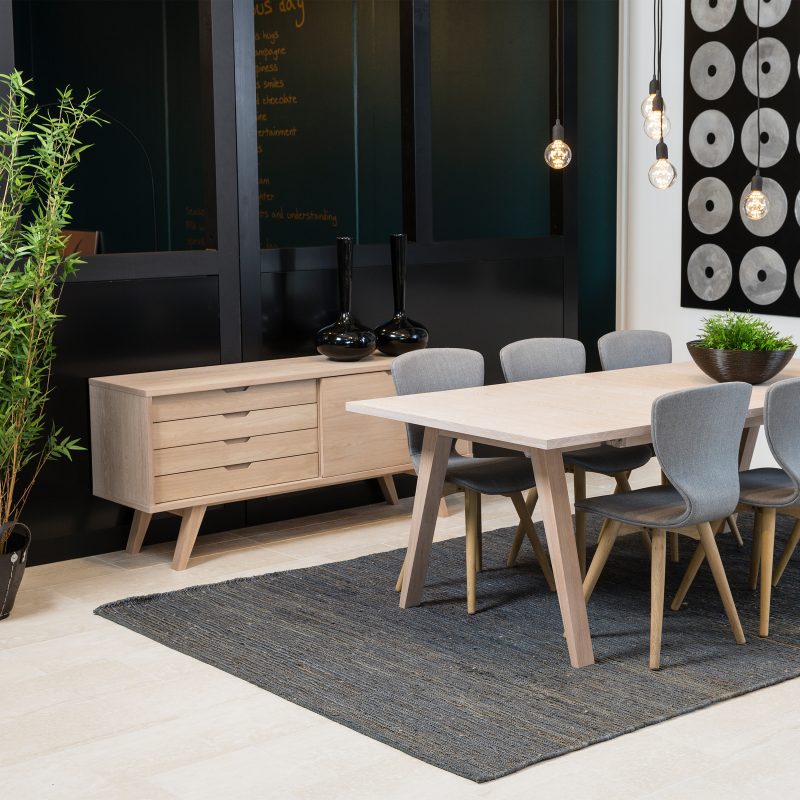 A-Line Sideboard with 4 Drawers and Sliding Door in White Oak - Image 8