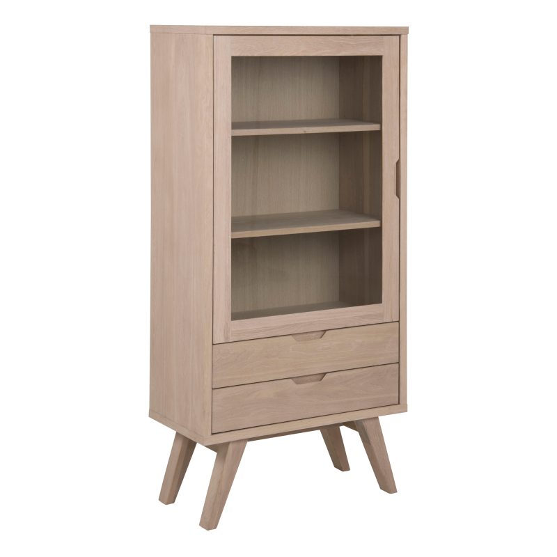 A-Line Display Cabinet with 2 Drawers and 2 Shelves in White Oak - Image 5