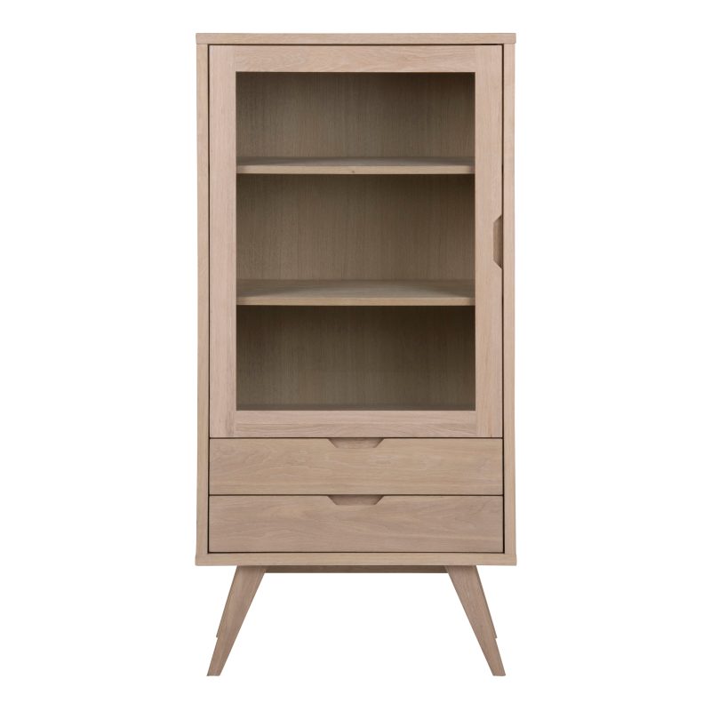 A-Line Display Cabinet with 2 Drawers and 2 Shelves in White Oak - Image 6