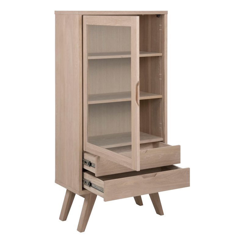 A-Line Display Cabinet with 2 Drawers and 2 Shelves in White Oak - Image 3