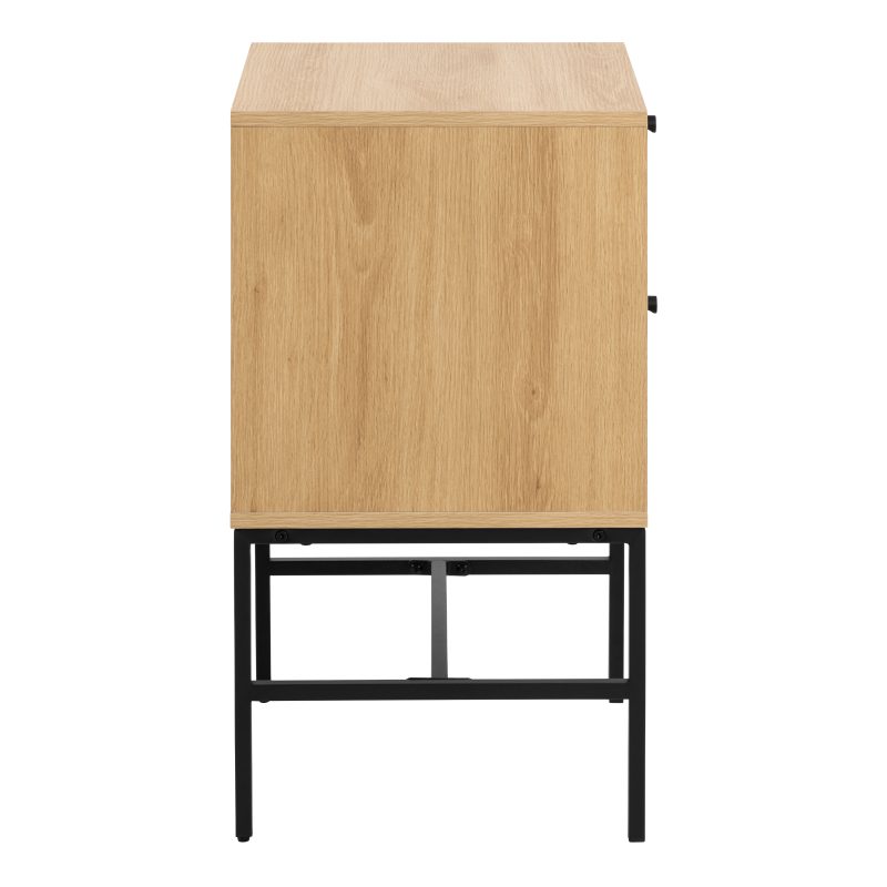 Albany 2 Drawer Bedside Table in Oak/Black Legs - Image 3