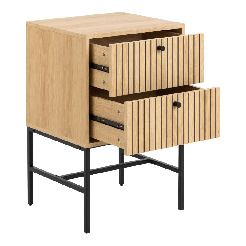 Albany 2 Drawer Bedside Table in Oak/Black Legs - Image 4