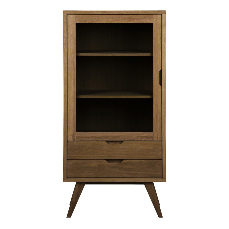 A-Line Display Cabinet with 2 Drawers and 2 Shelves in Smoked Oak - Image 2