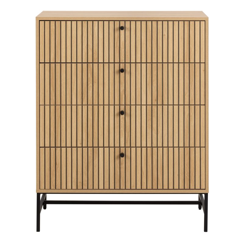 Albany Chest of 4 Drawers in Oak/Black Legs - Image 2