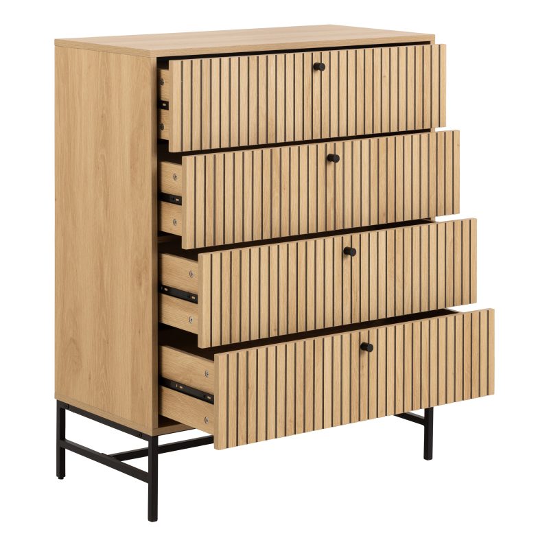 Albany Chest of 4 Drawers in Oak/Black Legs - Image 4