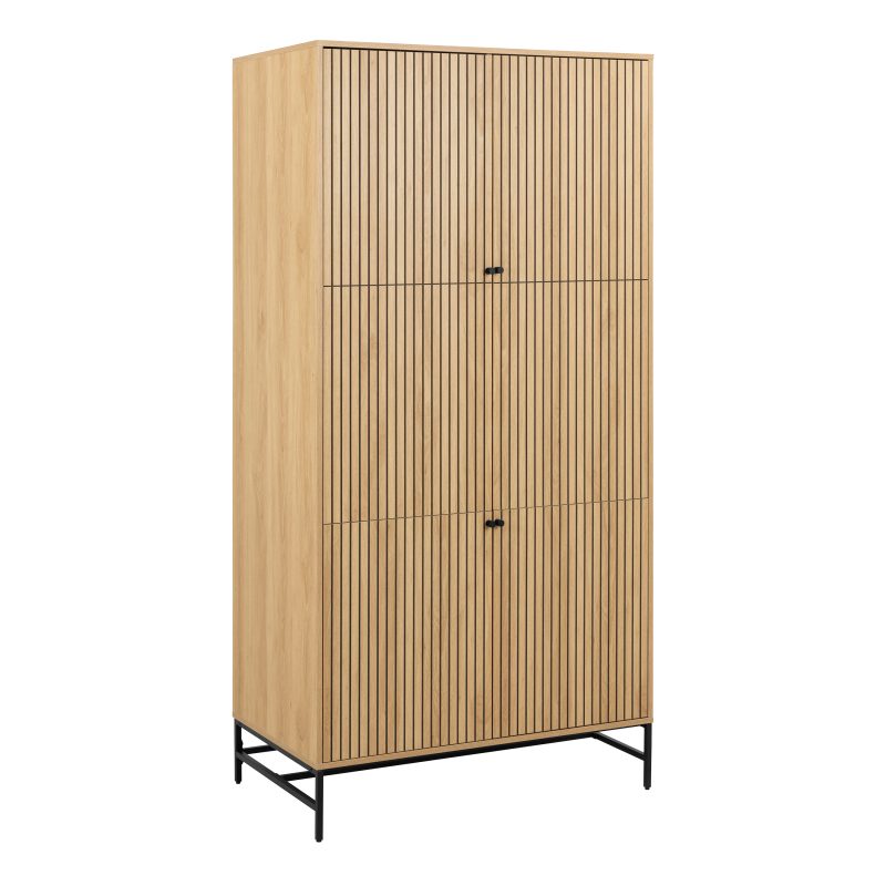 Albany Wardrobe 4 Doors in Black/Oak