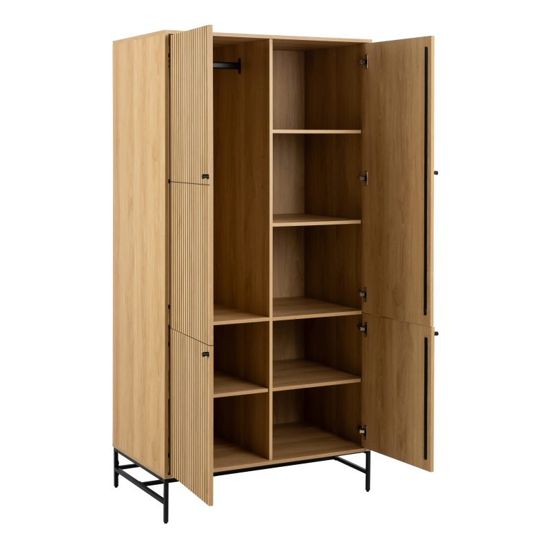 Albany Wardrobe 4 Doors in Black/Oak - Image 4