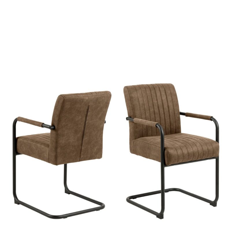 Adele Dining Chair in Light Brown Fabric Set of 2 - Image 2