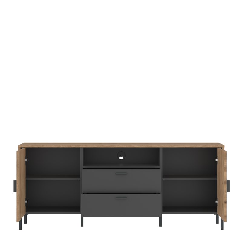 Arundel TV Cabinet 2 Door 2 Drawer 158cm Wide in Oak/Grey - Image 2