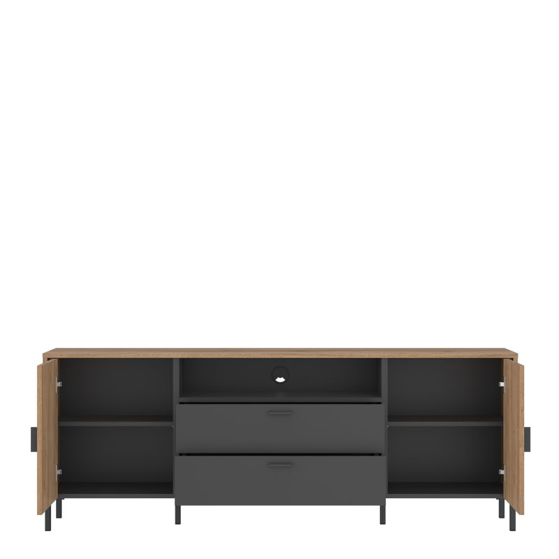 Arundel TV Cabinet 2 Door 2 Drawer 173cm Wide in Oak/Grey - Image 2