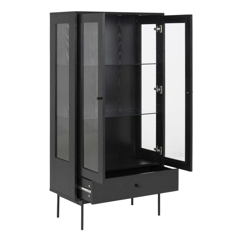 Angus 2 Door Display Cabinet in Black - Image 4