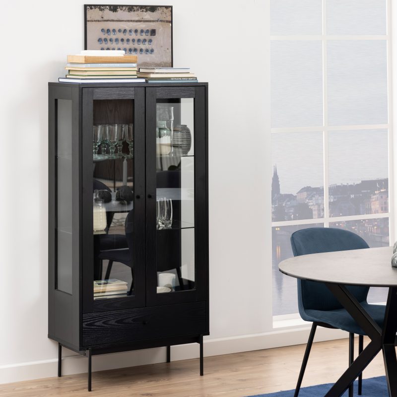 Angus 2 Door Display Cabinet in Black - Image 6