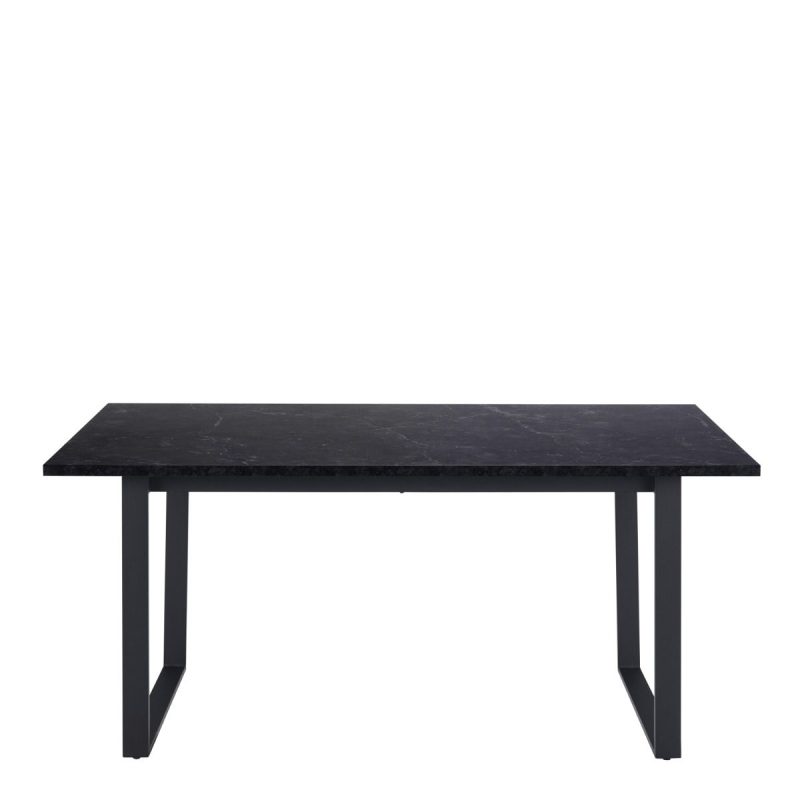 Amble Dining Table with Black Marble Melamine Top & Black Legs - Image 2