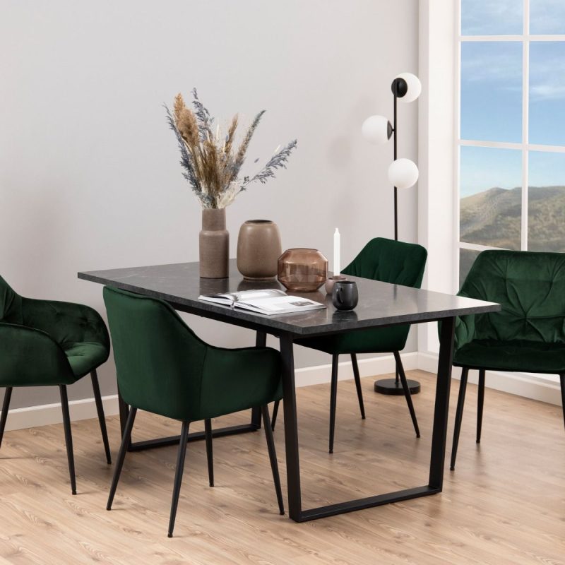 Amble Dining Table with Black Marble Melamine Top & Black Legs - Image 3