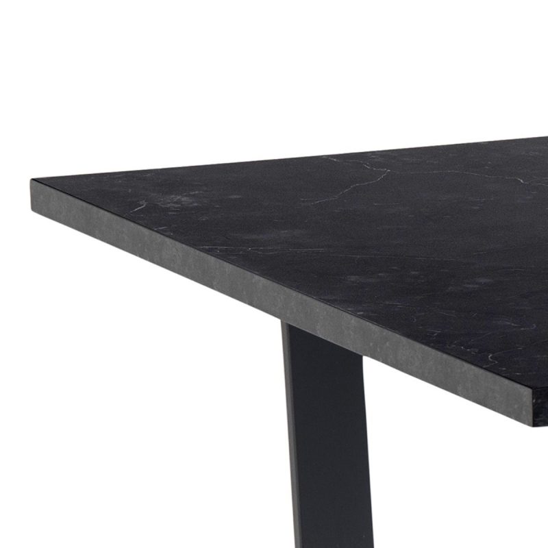 Amble Dining Table with Black Marble Melamine Top & Black Legs - Image 9