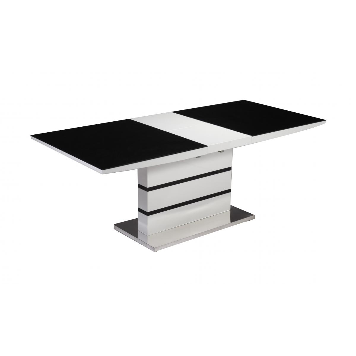 Aldridge High Gloss Ext Dining Table White with Black Glass Top