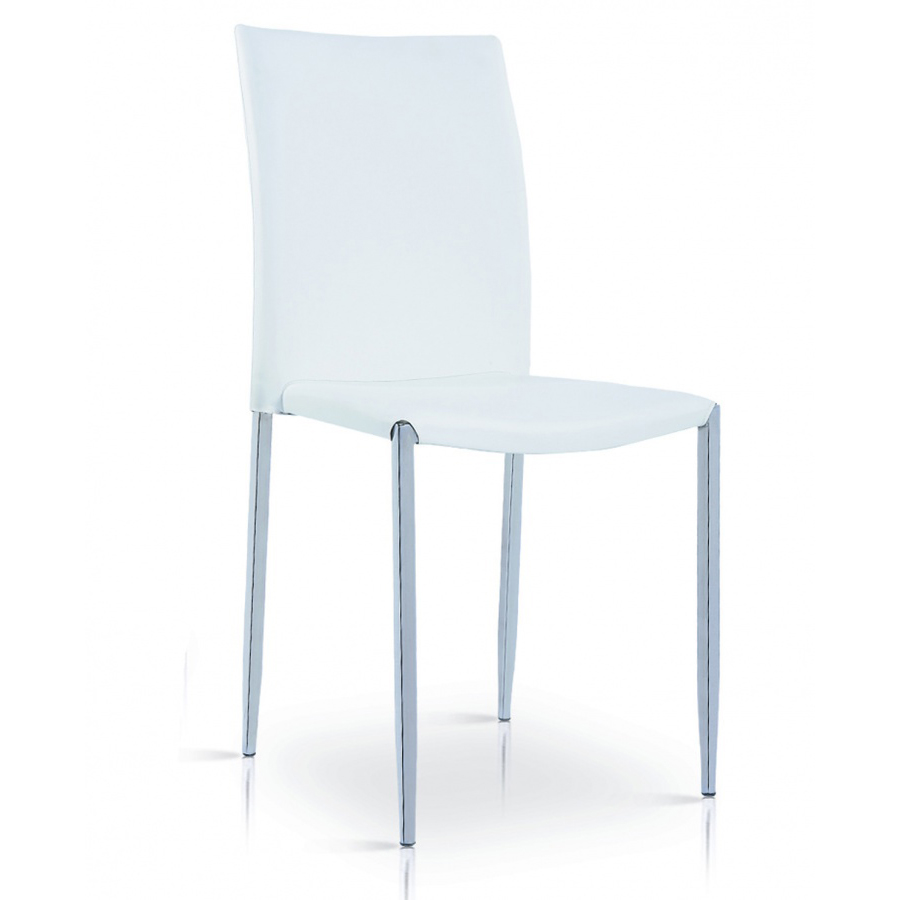 Iris PU Chair White & Chrome (4s)