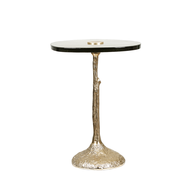 60cm Gold Metal Side Table with Handmade Glass Top