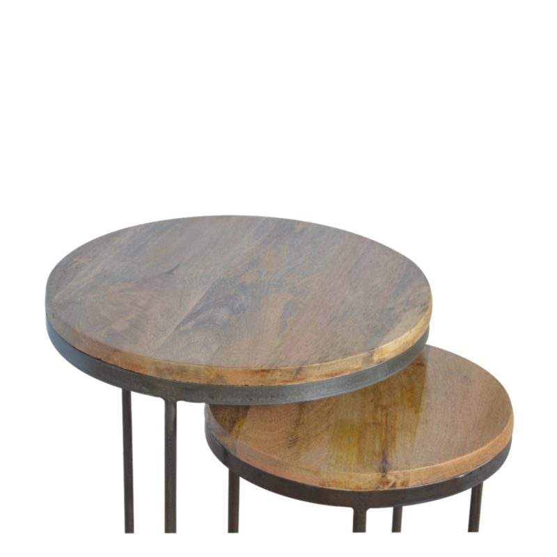 Round Stool Set Of 2 With Iron Base - Image 5