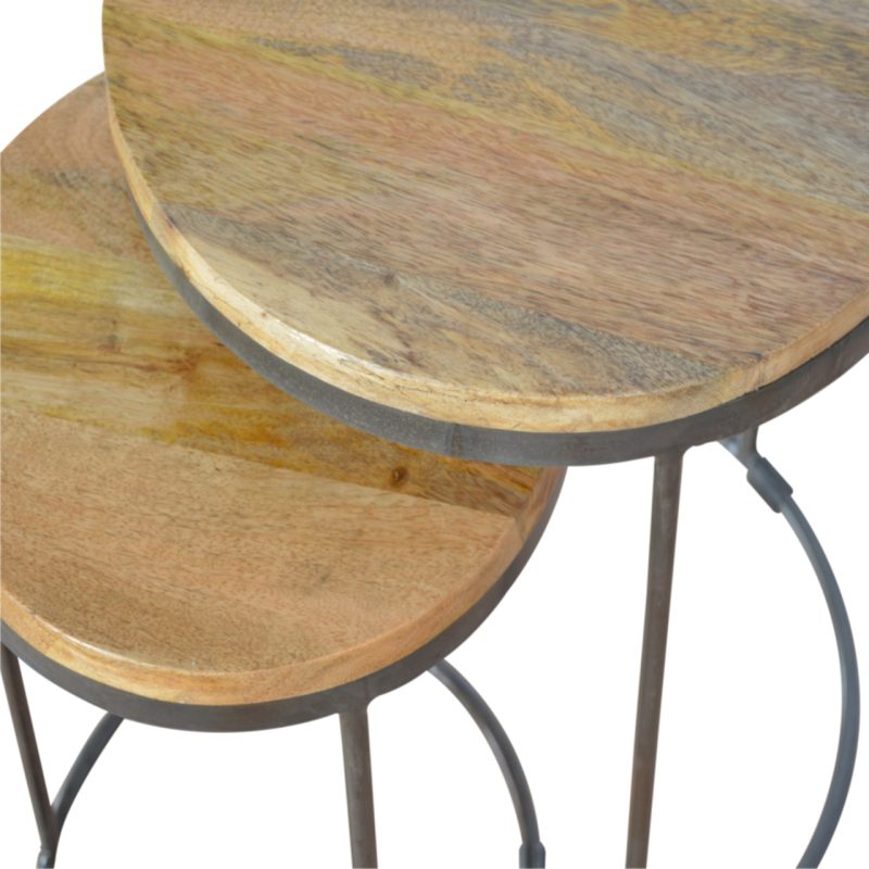 Round Stool Set Of 2 With Iron Base - Image 6