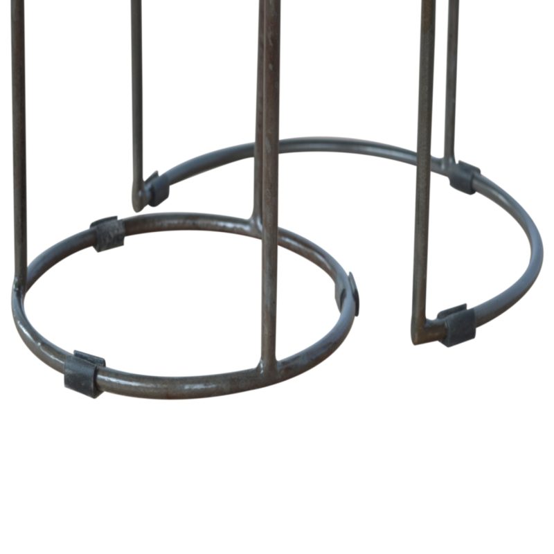 Round Stool Set Of 2 With Iron Base - Image 8