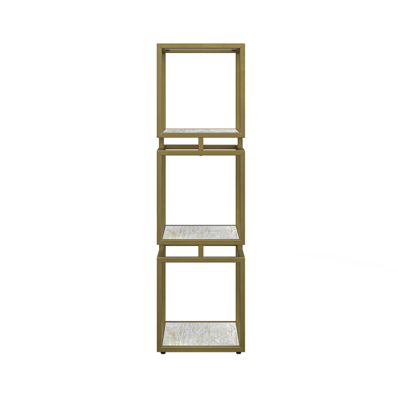 3-Tier Square Display Unit Cream and Gold - KD