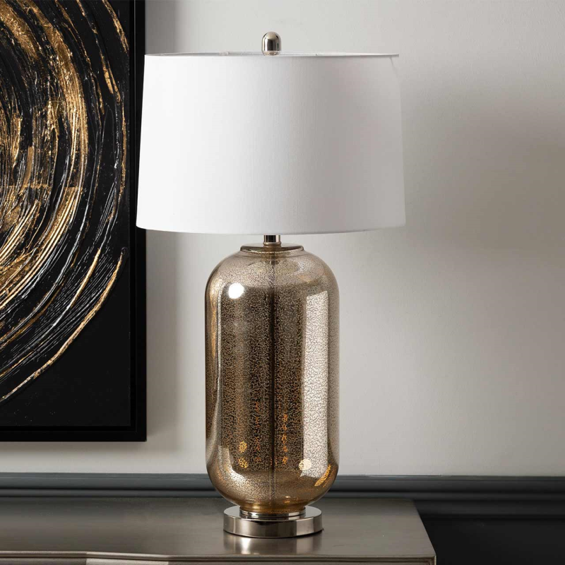 77.5cm Champagne Mercury Table Lamp with Cream Shade