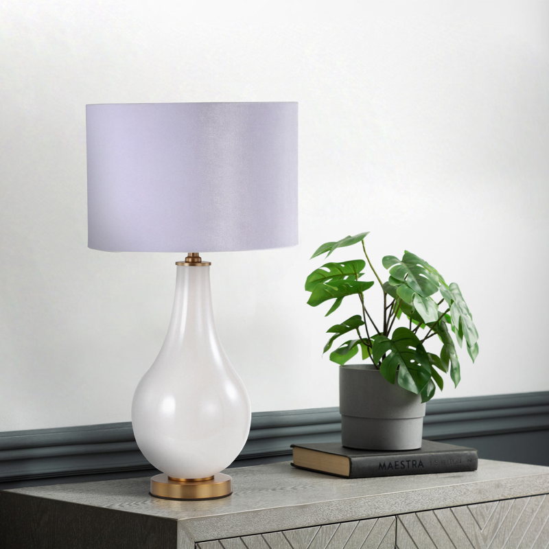 70.5cm White Pearl Glass Table Lamp