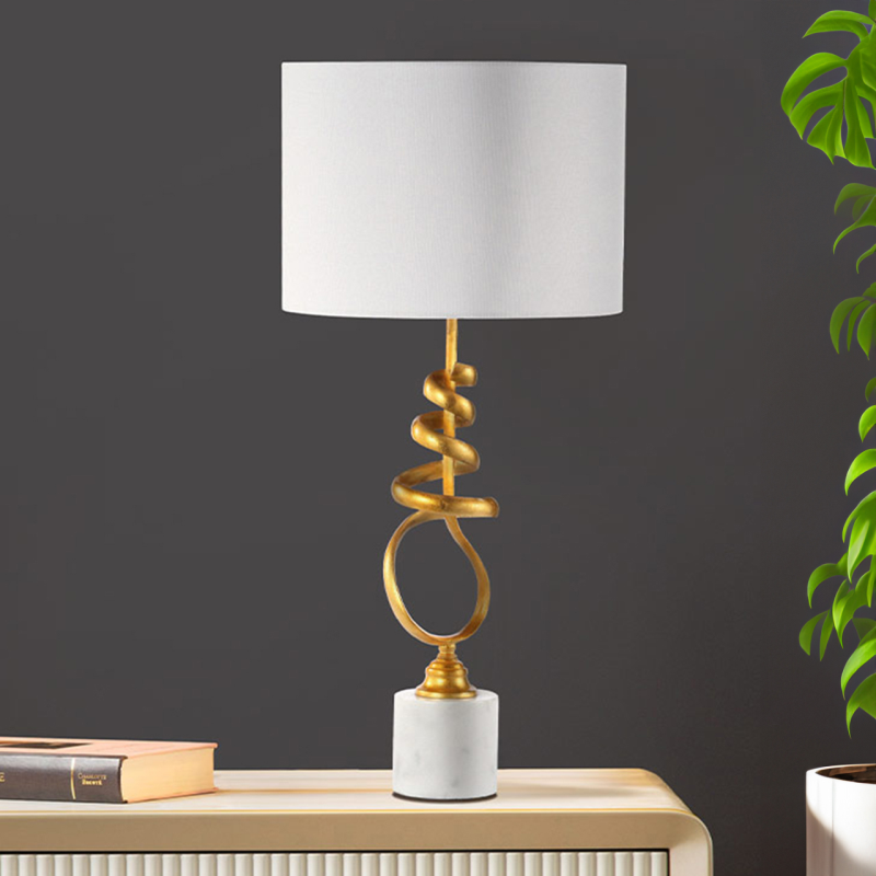 76.5cm Gold Leaf Metal and Marble Table Lamp - Image 4