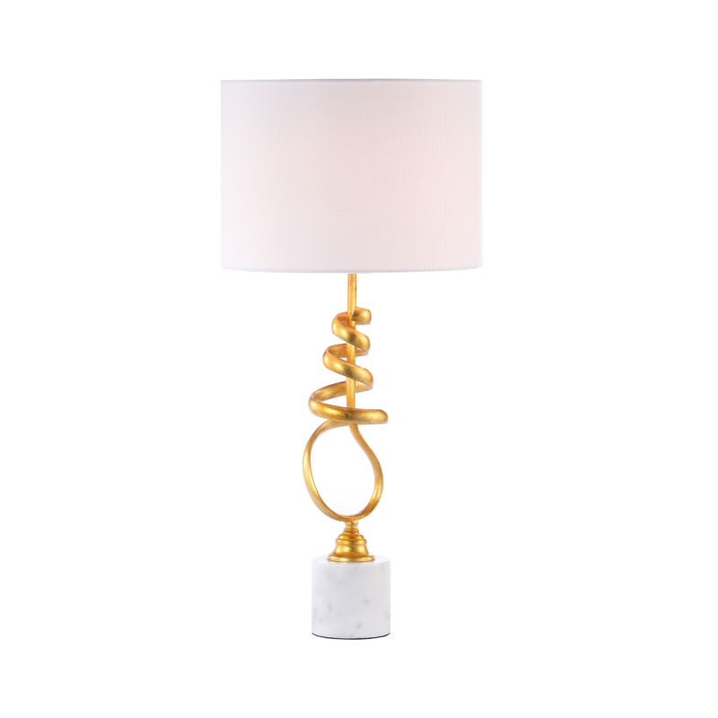 76.5cm Gold Leaf Metal and Marble Table Lamp